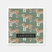 熱帯グリーンウォーターのタイガースの名前 スタンダードカクテルナプキン (正面)