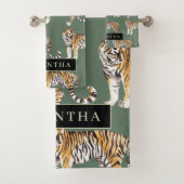 熱帯グリーンウォーターのタイガースの名前 バスタオルセット (インサイチュ)