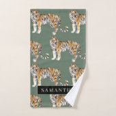 熱帯グリーンウォーターのタイガースの名前 バスタオルセット (ハンドタオル)