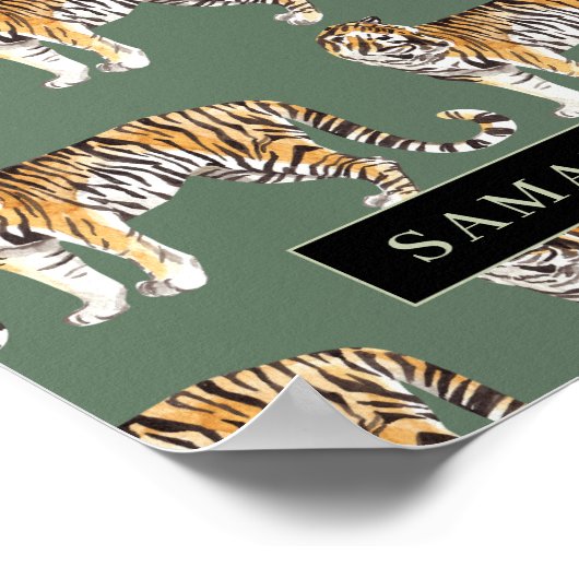 熱帯グリーンウォーターのタイガースの名前 ポスター (角)