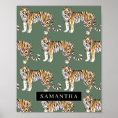 熱帯グリーンウォーターのタイガースの名前 ポスター (正面)