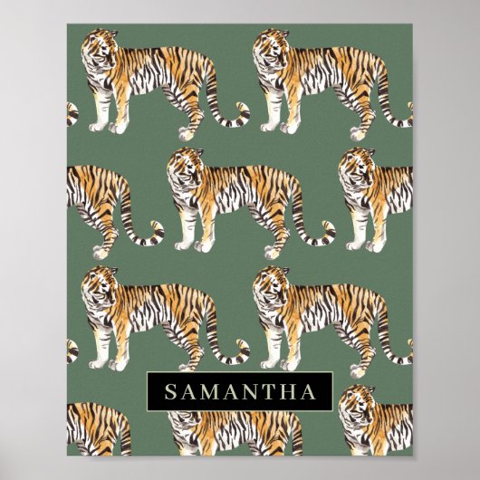 熱帯グリーンウォーターのタイガースの名前 ポスター (正面)