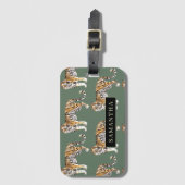 熱帯グリーンウォーターのタイガースの名前 ラゲッジタグ (正面縦)