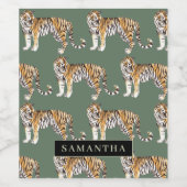 熱帯グリーンウォーターのタイガースの名前 ワインラベル (シングルラベル)