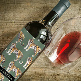 熱帯グリーンウォーターのタイガースの名前 ワインラベル