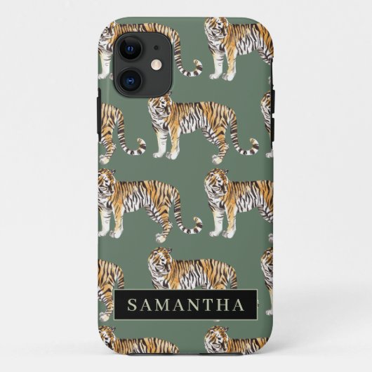 熱帯グリーンウォーターのタイガースの名前 Case-Mate iPhoneケース (裏面)