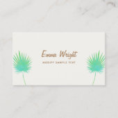熱帯グリーンウォーターカラーパームツリーブランチ 名刺 (正面)