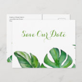 熱帯グリーンウォーター色モンステラ日付を保存 ポストカード (正面/裏面)