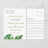 熱帯グリーンウォーター色モンステラ日付を保存 ポストカード (裏面)