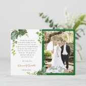 熱帯グリーンウォーター葉カラーモンテ結婚ラ サンキューカード (スタンド正面)