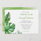 熱帯グリーンウォーター葉パーム結婚ズ 招待状 (正面/裏面)