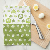 熱帯グリーンサークルリーフパターンデザイン キッチンタオル (四つ折り)