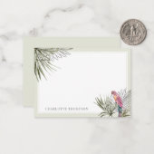 熱帯グリーンパームとオウムパーソナライズされた名 ノートカード (正面/裏面インサイチュ)