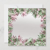 熱帯グリーンパームリーフフレームシルバーブルゴーニュ 招待状 (裏面)