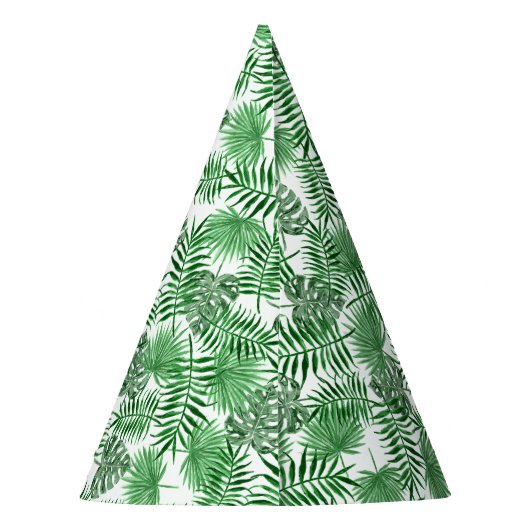 熱帯グリーンパーム葉ズ夏アートパターン パーティーハット (裏面)