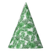 熱帯グリーンパーム葉ズ夏アートパターン パーティーハット (左)