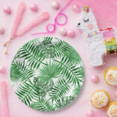 熱帯グリーンパーム葉ズ夏アートパターン ペーパープレート (パーティー)