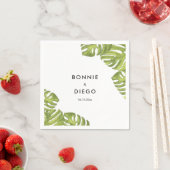 熱帯グリーンパーム葉結婚の スタンダードカクテルナプキン (インサイチュ)