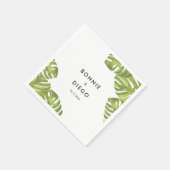 熱帯グリーンパーム葉結婚の スタンダードカクテルナプキン (角)