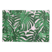 熱帯グリーンピンクジャングルパーム離れ 枕カバー (裏面-左)