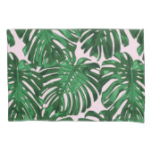 熱帯グリーンピンクジャングルパーム離れ 枕カバー (正面左)