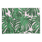 熱帯グリーンピンクジャングルパーム離れ 枕カバー (正面右)