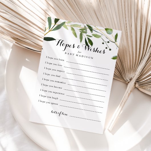 熱帯グリーンベビーシャワー希望カード ポストカード