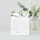 熱帯グリーンベビーシャワー希望カード ポストカード (スタンド正面)