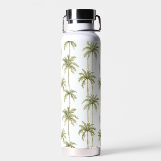 熱帯グリーンホワイトパームの木 ウォーターボトル (背面)