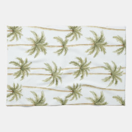 熱帯グリーンホワイトパームの木 キッチンタオル