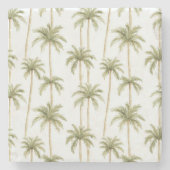 熱帯グリーンホワイトパームの木 ストーンコースター (正面)