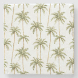 熱帯グリーンホワイトパームの木 ストーンコースター