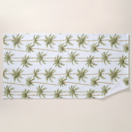 熱帯グリーンホワイトパームの木 ビーチタオル