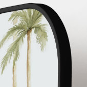 熱帯グリーンホワイトパームの木 ピックルボールラケット (左詳細)