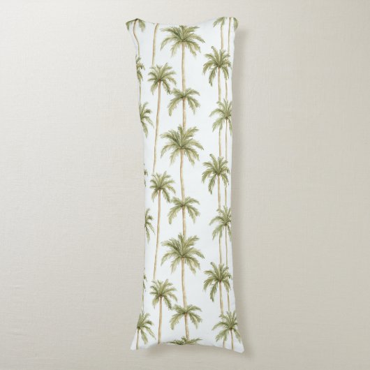 熱帯グリーンホワイトパームの木 ボディピロー (正面縦)
