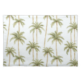 熱帯グリーンホワイトパームの木 ランチョンマット