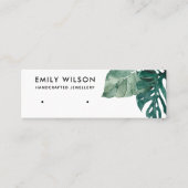 熱帯グリーンモステラ動物群スタッド耳飾りディスプレイ スキニー名刺 (正面)