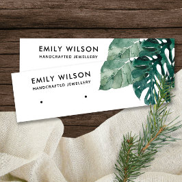 熱帯グリーンモステラ動物群スタッド耳飾りディスプレイ スキニー名刺