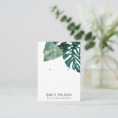 熱帯グリーンモステラ動物群スタッド耳飾りディスプレイ 名刺 (スタンド正面)