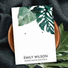 熱帯グリーンモステラ動物群スタッド耳飾りディスプレイ 名刺