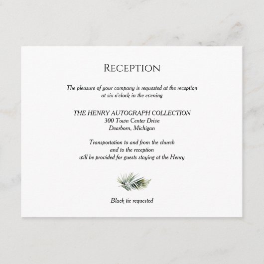 熱帯グリーンモダン披露宴カード エンクロージャーカード (正面)