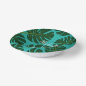熱帯グリーンモンステラ植物の葉のカスタムウェディング ペーパーボウル (傾斜あり)