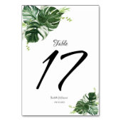熱帯グリーンモンステ葉ラ結婚スの テーブルナンバー (裏面)