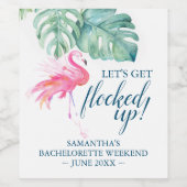 熱帯グリーンリーピンクフラミンゴ ワインラベル (シングルラベル)