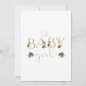 熱帯グリーンリーピンクフローラ赤ちゃんシャワー 招待状 (裏面)