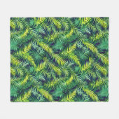 熱帯グリーンリーフファーンパターン フリースブランケット (正面(横))