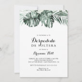 熱帯グリーンリーホワイトスペインのブライダルシャワー 招待状 (正面)