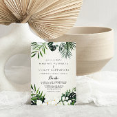 熱帯グリーンリー白スペインのフローラ結婚ズ 招待状