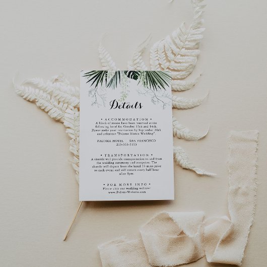 熱帯グリーンリー白結婚フローラ詳細 エンクロージャーカード