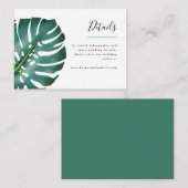 熱帯グリーンリー結婚モンステラ詳細 エンクロージャーカード (正面/裏面)